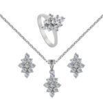 Luxury Sparkling Cluster Diamond Jewelry Set