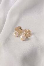 Flower Pearl Drop Earrings - Image 3